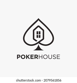 Abstract minimalist pikes spades poker house logo icon vector on white background