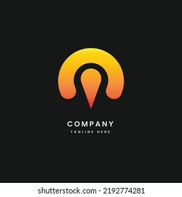 	
abstract minimalist pin logo with gradient