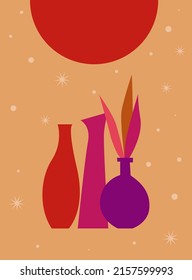 Abstract Minimalist Poster or Card. Boho Graphic Poster Wallpaper Decoration Design. Modern Party Invitation Template.