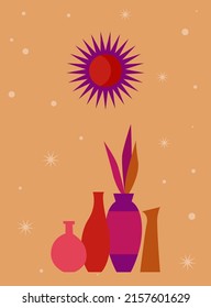 Resumen Cartel o tarjeta minimalista. Diseño De La Decoración Del Papel De Afiche Gráfico Boho. Plantilla de invitación de fiesta moderna.
