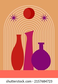 Abstract Minimalist Poster or Card. Boho Graphic Poster Wallpaper Decoration Design. Modern Party Invitation Template.