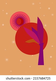 Abstract Minimalist Poster or Card. Boho Graphic Poster Wallpaper Decoration Design. Modern Party Invitation Template.