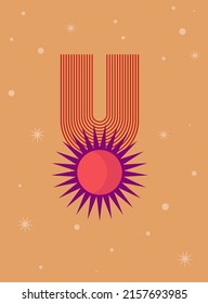 Abstract Minimalist Poster or Card. Boho Graphic Poster Wallpaper Decoration Design. Modern Party Invitation Template.