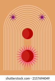 Abstract Minimalist Poster or Card. Boho Graphic Poster Wallpaper Decoration Design. Modern Party Invitation Template.