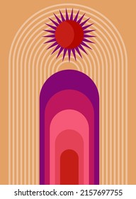 Abstract Minimalist Poster or Card. Boho Graphic Poster Wallpaper Decoration Design. Modern Party Invitation Template.