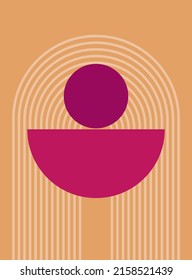 Abstract Minimalist Poster or Card. Boho Graphic Poster Wallpaper Decoration Design. Modern Party Invitation Template.