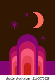 Abstract Minimalist Poster or Card. Boho Graphic Poster Wallpaper Decoration Design. Modern Party Invitation Template.