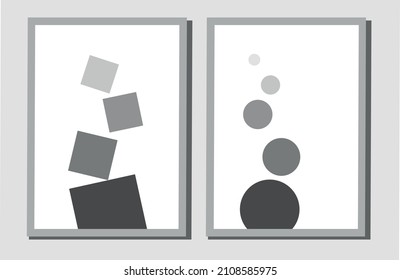
abstract minimalist posters with gray geometric shapes