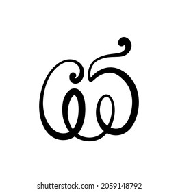 Abstract minimalist pumpkin line art logo, hand drawn autumn element. Vector illustration.