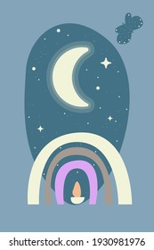 Abstract minimalist rainbow pattern background. Modern cute design for children's playrooms, wall decor in the nursery, print on T-shirts, advertisements for children's stores, etc. vector artwork