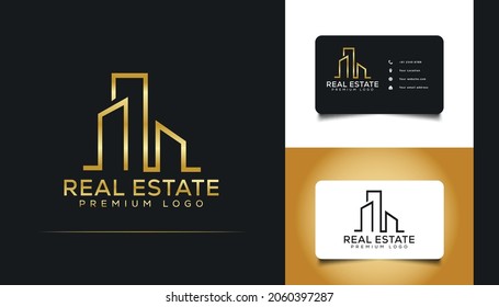 Abstract and Minimalist Real Estate Logo Design. Construction, Architecture or Building Logo