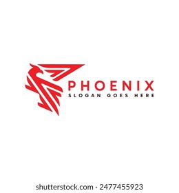 Abstractas minimalista rojo phoenix logo diseño de Vector ilustración
