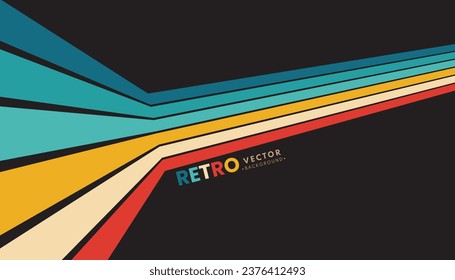 Abstract minimalist retro background with color stripe elements. Retro background lines 70s. Rainbow line wallpaper. Vector illustration.
