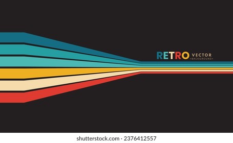 Abstract minimalist retro background with color stripe elements. Retro background lines 70s. Vector illustration. Rainbow line wallpaper.