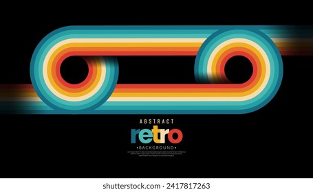 Abstract minimalist retro background with colorful lines. Retro sunset art bundle. Retro rainbow Vectors. Vintage 70s-style concept.