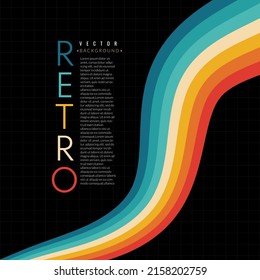 Resumen de fondo retro minimalista con elementos de rayas redondeadas. Líneas de fondo retro 70. Ilustración vectorial.
