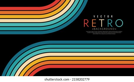 Abstract minimalist retro background with rounded stripe elements. Retro background lines 70s. Vector illustration.
