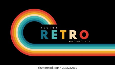 Resumen de fondo retro minimalista con elementos de rayas redondeadas. Líneas de fondo retro 70. Ilustración vectorial.