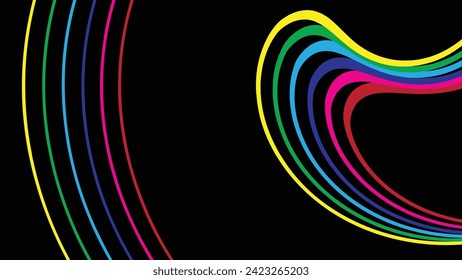 Resumen de fondo retro minimalista con elementos de rayas redondeadas. Líneas de fondo negro retro 70, 60. Años 50 y 80