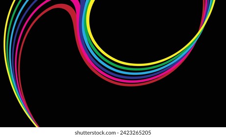 Abstract minimalist retro background with rounded stripe elements. Retro black background lines 70s, 60s. 50s, 80s