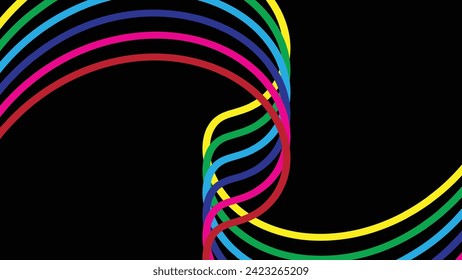 Abstract minimalist retro background with rounded stripe elements. Retro black background lines 70s, 60s. 50s, 80s