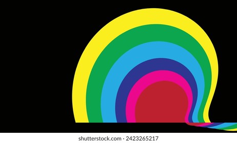 Abstract minimalist retro background with rounded stripe elements. Retro black background lines 70s, 60s. 50s, 80s