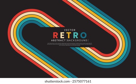 Abstract minimalist retro background with rounded stripe elements. Retro background lines 70s.