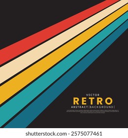 Abstract minimalist retro background with rounded stripe elements. Vector illustration. Retro background lines 70s.