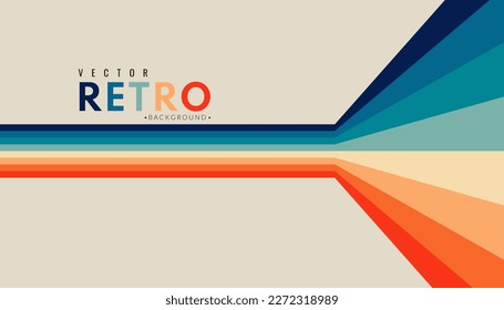 Abstract minimalist retro background with stripes elements. Graphic vector flat design style. 70s lines background.