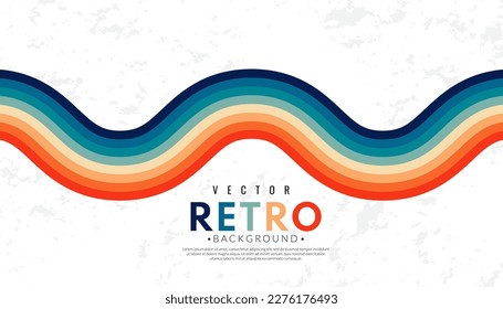 Abstract minimalist retro background with wavy stripes elements. 70s lines background. Graphic vector flat design style. Retro lines aesthetic