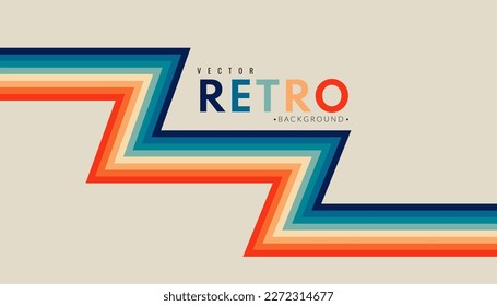 Abstract minimalist retro background with zigzag stripe elements. 70s lines background. Graphic vector flat design style.