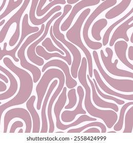 Abstract minimalist seamless pattern with flowing organic lines and curves in a soft mauve color on light background.