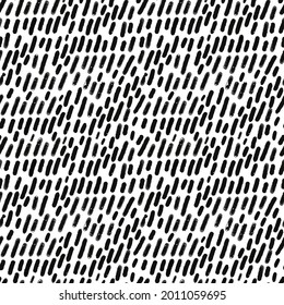 Resumen de un patrón minimalista sin soldadura con líneas diagonales de tinta negra gruesa gruesa y gruesa de tinta negra dibujada a mano. Vector mínimo color de fondo blanco y negro monocromo con palillos de ruido