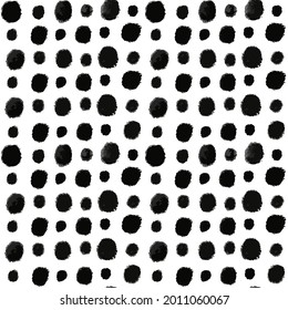 Resumen de un patrón sin soldadura minimalista con puntos de textura de tinta negra dibujados a mano salpicados. Vector mínimo color de fondo blanco y negro monocromo con círculos de ruido.