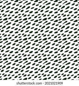 Abstract minimalist seamless pattern with hand drawn grunge black ink textured dots splash. Vector minimal monochrome black and white background with circles. Animal print