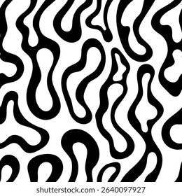 Abstract minimalist seamless pattern with organic shapes. Vector flat psychedelic background. Liquid distorted forms