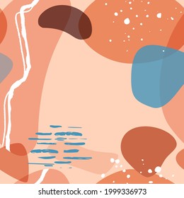 Abstract minimalist seamless pattern with trendy style overlay shapes, using for social media, stories template, decoration, package, fabrics, textile, cover design. Vector illustration. 