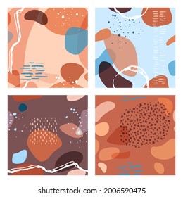 Abstract minimalist seamless pattern with trendy style overlay shapes, using for social media, stories template, decoration, package, fabrics, textile, cover design. Vector illustration. 