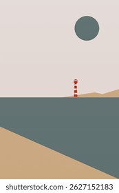 Abstract minimalist seascape illustration. Modern flat illustration for wall decor, cover, poster, flyer, summer travel agency advertising