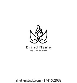 Abstract, minimalist, simple flower flame vector logo icon. Symbol for hotel, spa, beauty, salon, decoration, business company