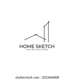 abstract minimalist simple line house logo for home architecture and property agent