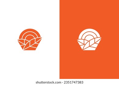 Abstract, Minimalist, Simple logo of leaf and rainbow symbol for business 