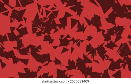 Abstract minimalist stacked polygon pattern design. Cherry red color background