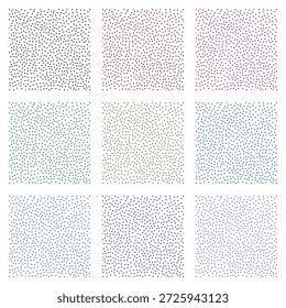 Abstrakte minimalistische Punktmuster-Kollektion auf weißem Hintergrund.
