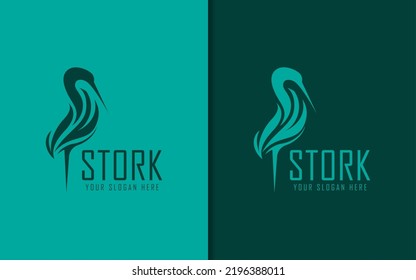 Abstract Minimalist Stork with Elegant Shape Logo Design.