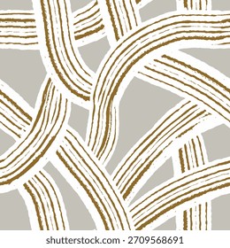 Abstract minimalist strokes seamless pattern. Modern contemporary cartoon style neutral print. Trendy Fashionable template for design ash grey brown white.