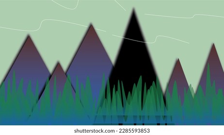 Resumen de estilo minimalista vector de fondo Concepto plano. Colección. Vistas a la montaña, árboles forestales. plantillas de sitio web de diseño geométrico poligonal