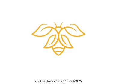 abstract minimalist style bee leaf logo vector