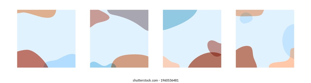 Abstract minimalist trendy style overlay shapes composition set for social media, stories template, decoration, postcard, package, or cover design. Vector illustration. 