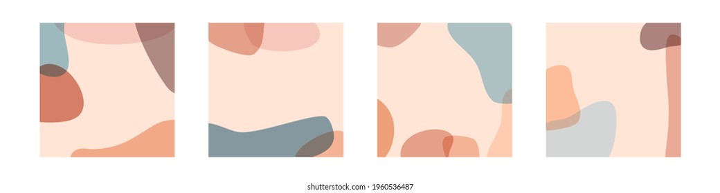 Abstract minimalist trendy style overlay shapes composition set for social media, stories template, decoration, postcard, package, or cover design. Vector illustration. 